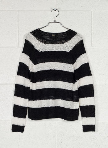 MAGLIONE STRIPED KNITTED PULLOVER, BLACK CLOUD, small