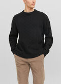MAGLIONE GIRO VILLERAY TRECCE, BLACK, thumb