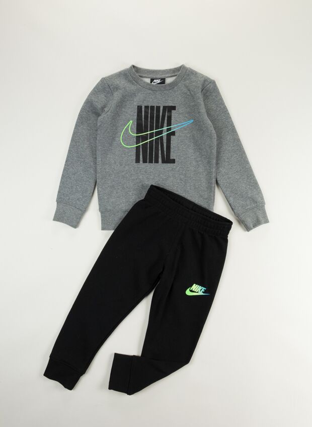 NIKE TUTA JUST DO IT GIROCOLLO BAMBINO Grigio, Nero, Verde Bambino | Sport85