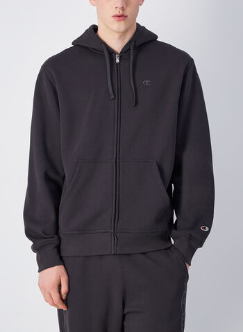 FELPA FULL ZIP CON RICAMO LOGO, ANTRACITE, small