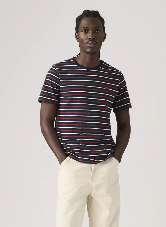 T-SHIRT RIGATA MICRO LOGO, 0302 NVY BORDO, medium