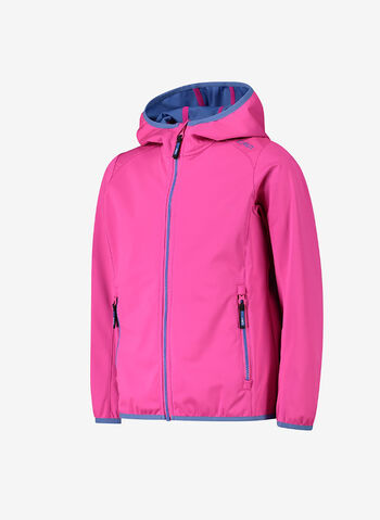 GIACCA IN SOFTSHELL LEGGERO CON CAPPUCCIO RAGAZZA, C505 FUXSKY, small