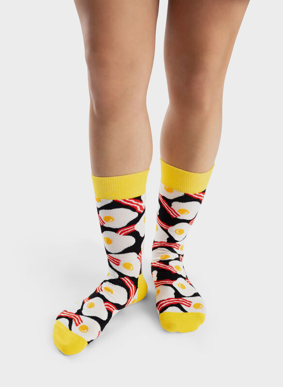 CALZA EGG E BACON UNISEX, BLACK, medium