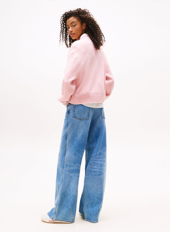 MAGLIONE MÉLANGE CON BANDIERA, T08 PINK, medium