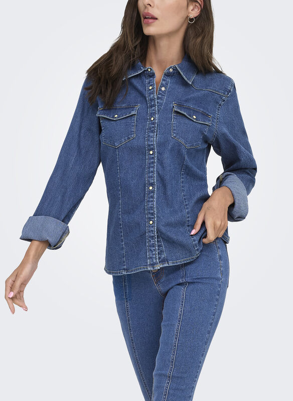 CAMICIA ONLSASIA IN JEANS, DARK BLUE DENIM, medium