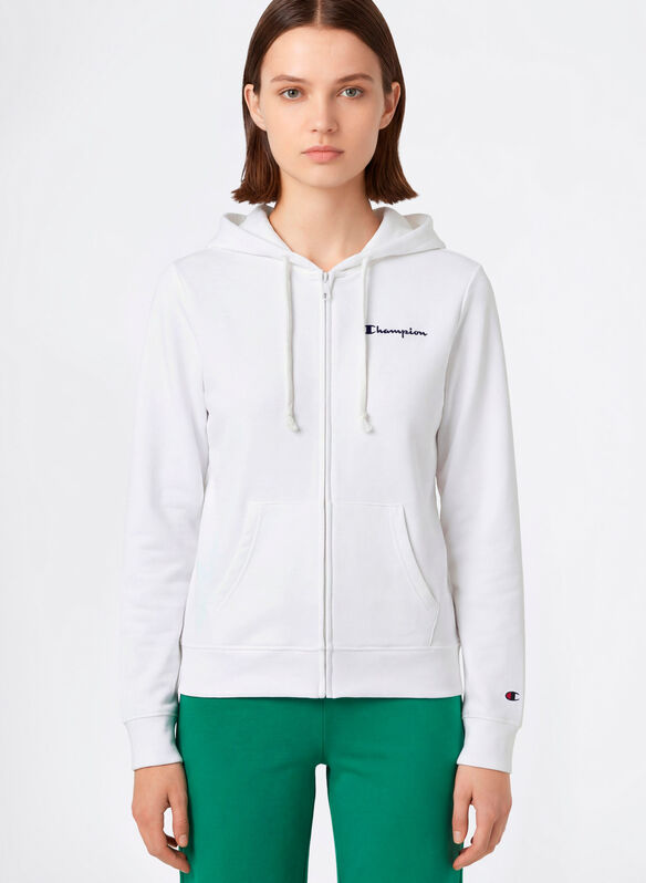 FELPA LEGGERA CON CAPPUCCIO E ZIP INTERA ICONS, WW001 WHT, medium