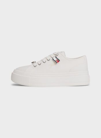 SCARPA IN TELA CON SUOLA ALTA E CHARM, YBL WHT, small