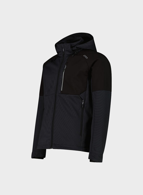 GIACCA SOFTSHELL CON MOTIVO GRID-JACQUARD, U423 BLK, medium
