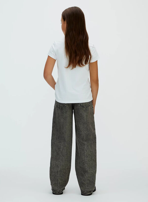 T-SHIRT LOGO MANICA CORTA RAGAZZA, YAF WHT, medium