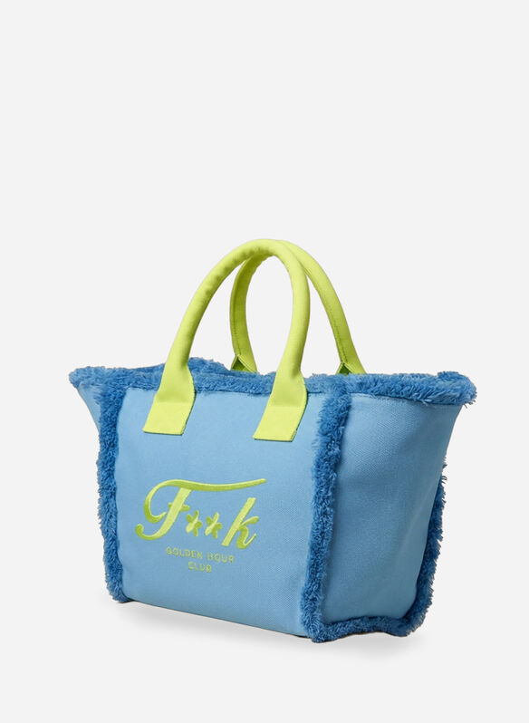 BORSA BEACH COT SFRANGIATO, LG AZZURRO, medium