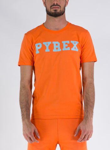 T-SHIRT CON LOGO, ORANGE, small