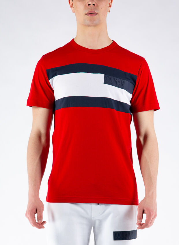 T-SHIRT COLORBLOCK IN COTONE, 193RED, large