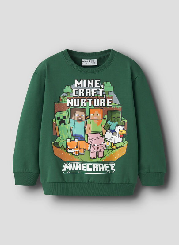 FELPA SOREN STAMPA MINECRAFT BAMBINO, EVERGREEN, medium
