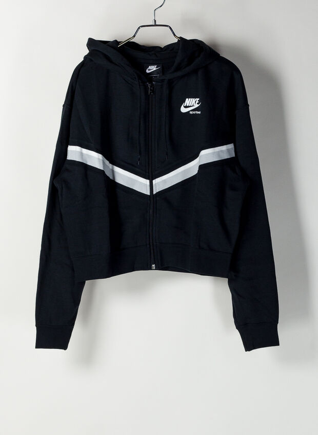 FELPA S HERITAGE FULL ZIP CON CAPPUCCIO, 011BLKGREY, large