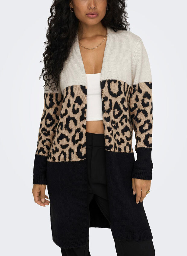 CARDIGAN JADE ANIMALIER, MOONBEAM, large