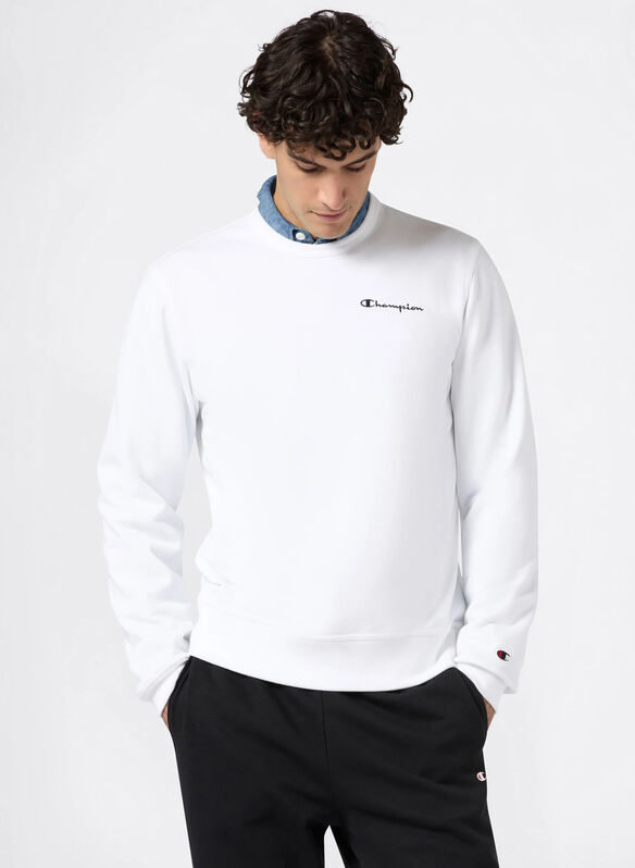 FELPA GIROCOLLO LEGGERA CON LOGO RICAMATO ICONS, WW001 WHT, medium