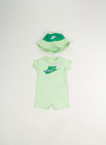 COMPLETO PAGLIACCETTO + CAPPELLINO SWOOSH INFANT, E2E GREEN, small
