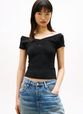 T-SHIRT A COSTE CON SPALLE SCOPERTE, BDS BLK, thumb