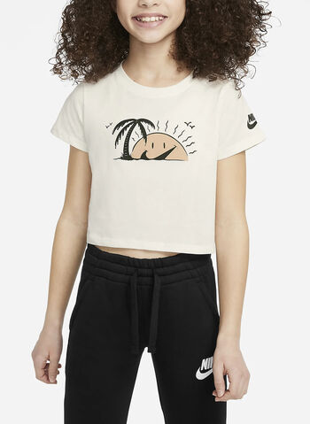 T-SHIRT SWOOSH CROP RAGAZZA, 133 SAIL, small