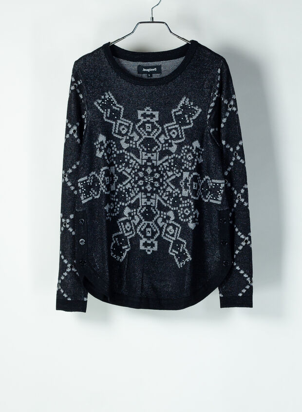 MAGLIONE BUDAPEST STAMPATO, 2000BLK, large