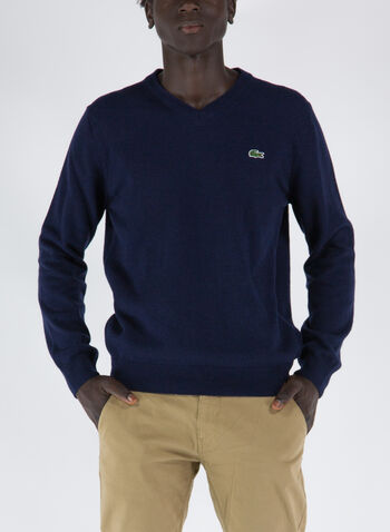 MAGLIONE IN LANA CON SCOLLO A V, 166 NVY, small