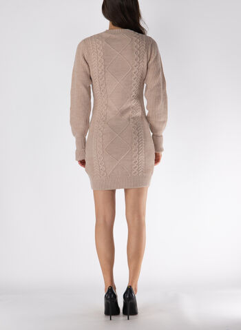 ABITO CORTO BODYCON IN MAGLIA A TRECCE, H10X BEIGE, small