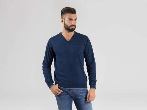 MAGLIONE V TOPPE , 1549BLU, large