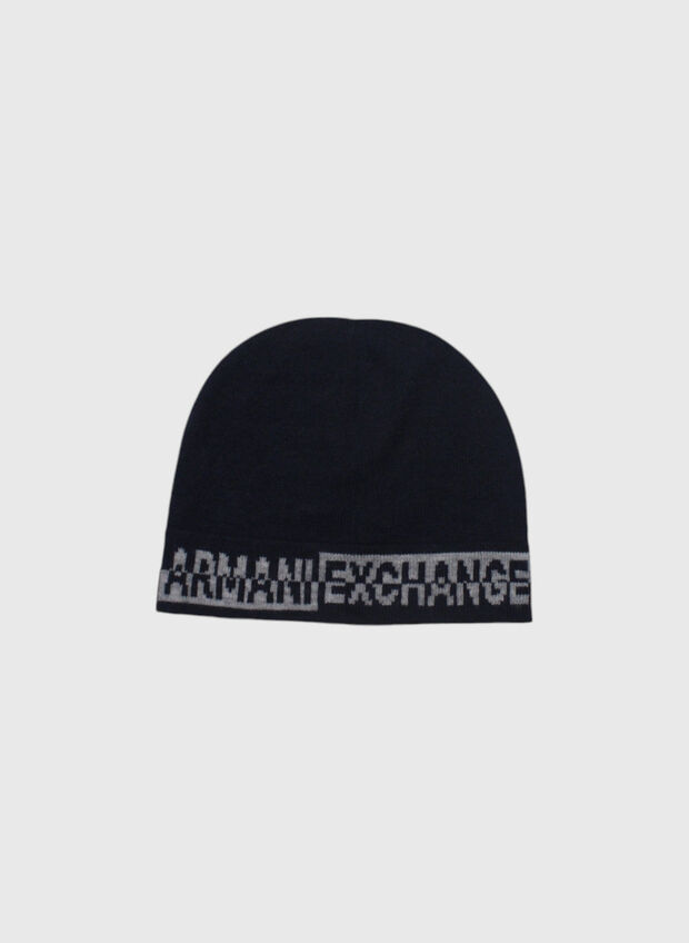 CAPPELLO IN MAGLIA + SCIARPA LOGO, FB010 NVY, large