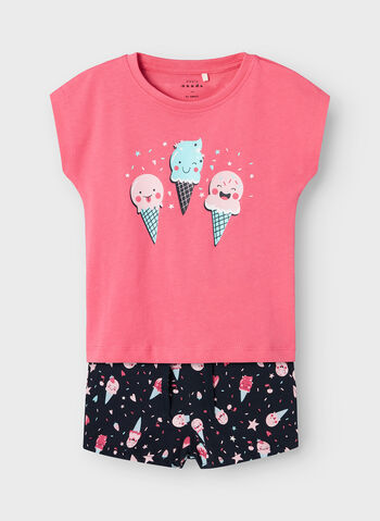 COMPLETINO T-SHIRT + SHORTS VIGEA BAMBINA, CAMELLIA ROSE, small