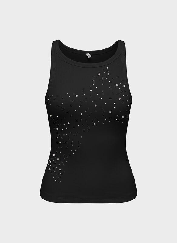 CANOTTA A COSTINE CON STRASS, BLACK, medium