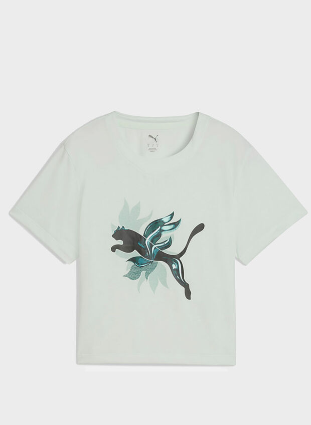 T-SHIRT CROP GRAPHIC PRINT LOGO, 46 SAGE FROST, large