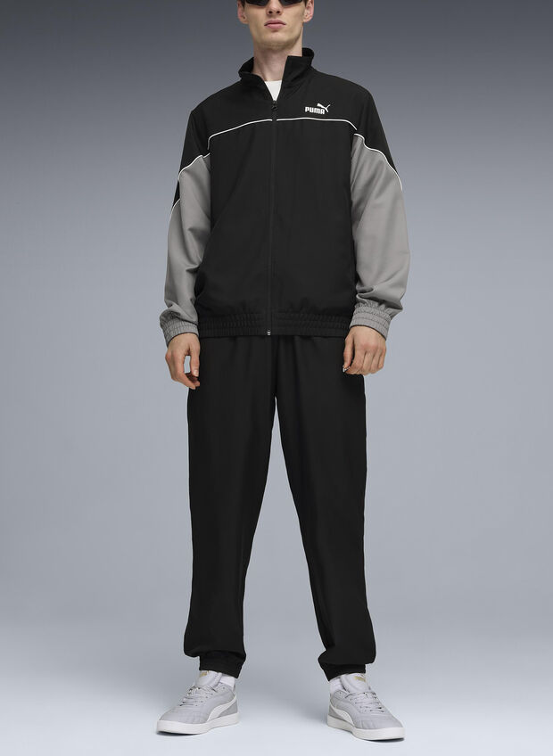 TUTA IN TESSUTO A BLOCCHI DI COLORE, 01 BLK, large