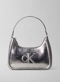 BORSA DA SPALLA CON MONOGRAMMA IN METALLO, 3JH SILVER, thumb