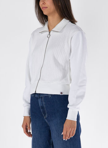 FELPA CON ZIP IN MAGLIA E TRECCE, , small