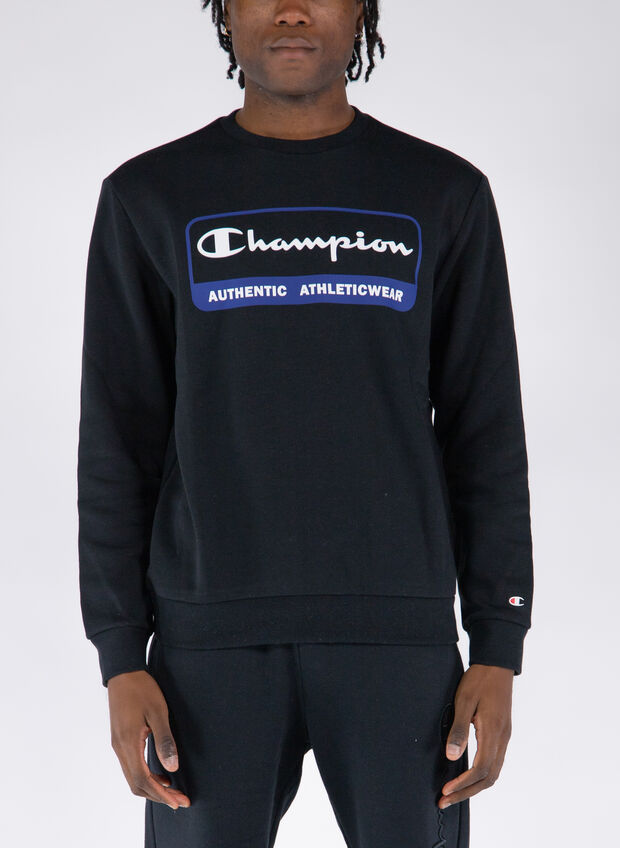 FELPA GIROCOLLO CON LOGO, KK001 BLK, large