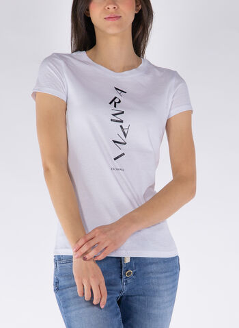 T-SHIRT CON STAMPA LOGO VERTICALE, 1000 WHT, small