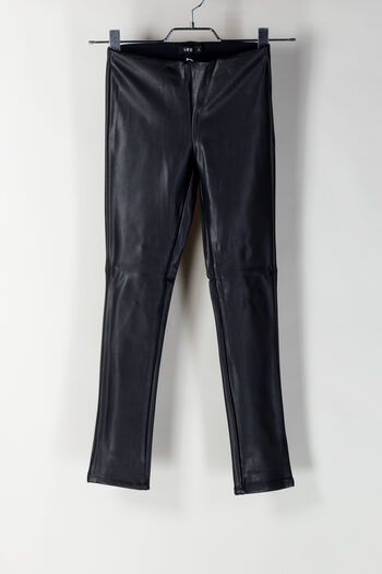 LEGGINGS ECOPELLE RAGAZZA, BLK, small