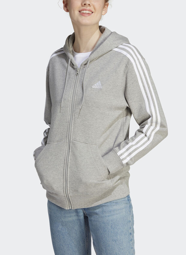FELPA 3 STRIPES FULL ZIP FRENCH TERRY, GREY, large