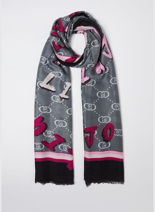 PASHMINA MANHATTAN STAMPATA, 22222 BLK, large
