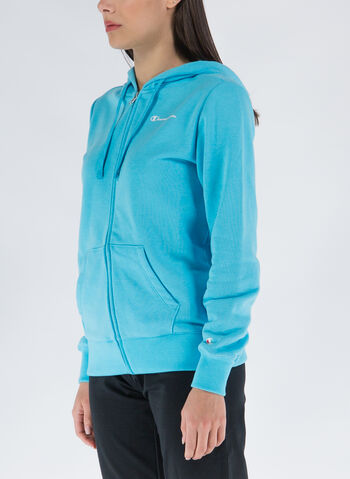 FELPA AC FULL ZIP CON CAPPUCCIO MICRO LOGO, BS128 TURCHESE, small