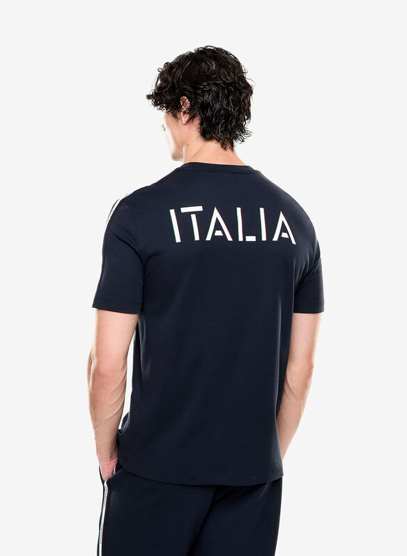 T-SHIRT GIROCOLLO IN JERSEY DI COTONE ITALIAN SPIRIT, UB102 NVY, medium
