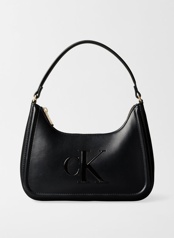 BORSA DA SPALLA CON LOGO MONOGRAMMA STAMPATO, UB1 BLK, medium