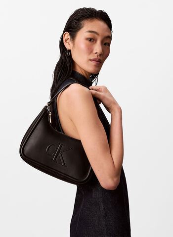 BORSA DA SPALLA CON LOGO MONOGRAMMA STAMPATO, UB1 BLK, small