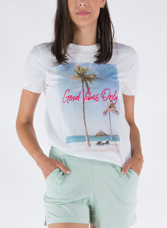 T-SHIRT NEW INDRE STAMPA, WHT GOOD VIBES, medium