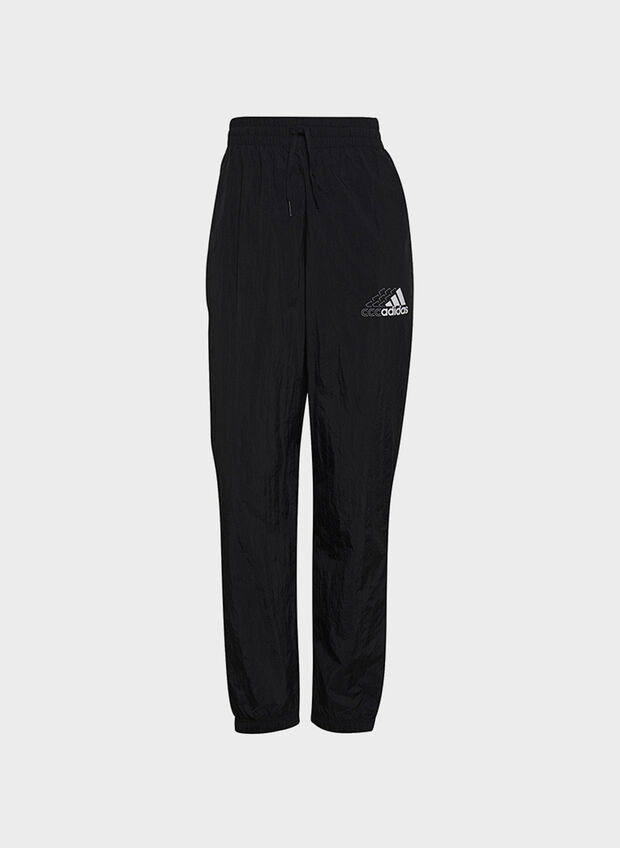 PANTALONE BRAND LOVE REPEAT LOGO HIGH-WAIST WOVEN, BLK, large