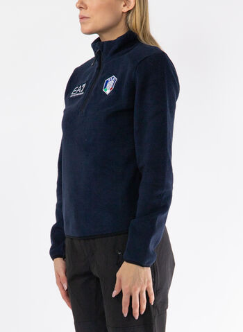 FELPA IN PILE SCI 1/2 ZIP FISI ITALIA, 1577 BLU, small