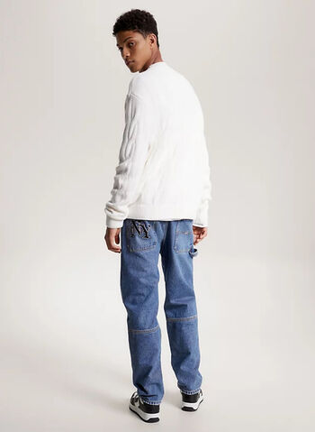 MAGLIONE GIRO TRECCIA FLAG, YBH WHT, small