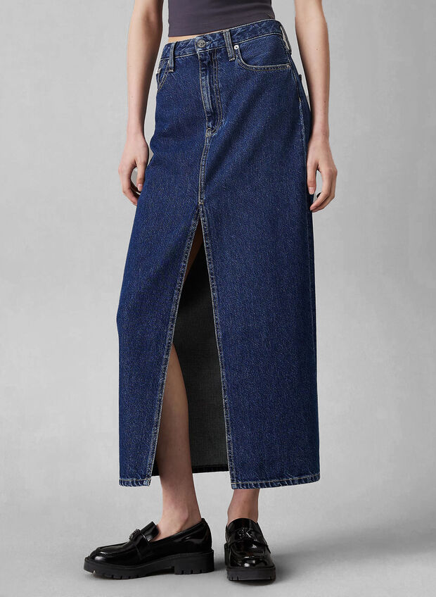 GONNA MIDI IN DEMIN CON SPACCO FRONTALE, 1BJ SCURO, large