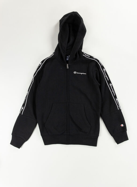 FELPA FULL ZIP AMERICAN TAPE CON CAPPUCCIO RAGAZZO, KK001 BLK, medium