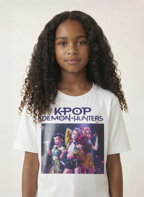 T-SHIRT MARA DEMON HUNTRIX RAGAZZA, BRIGHT WHITE, medium
